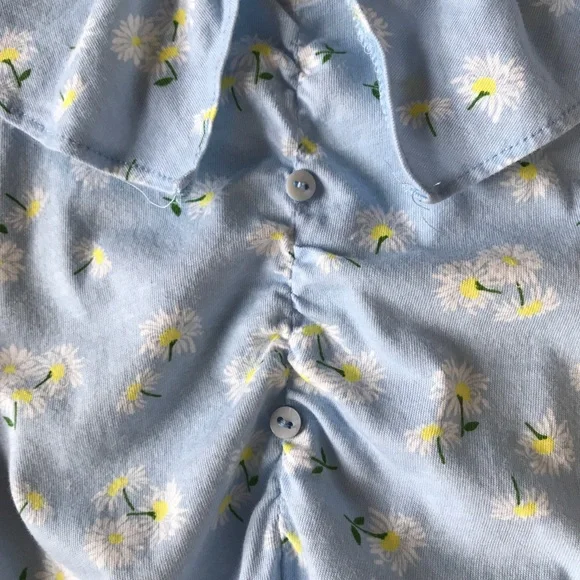 Zara Girls NWT Blue Flower Print Top Ruffle Detail Sz 9 - Picture 5 of 10